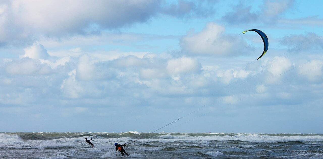 Kite surfers on the North Sea