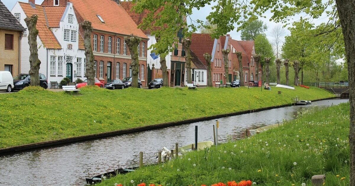Tönning canal in the town at the river Eider